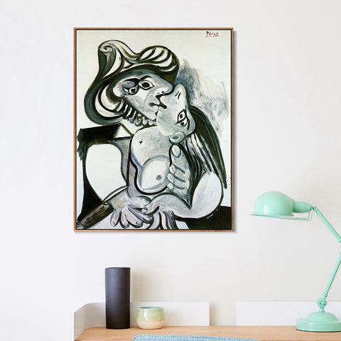 INVIN ART Framed Canvas Giclee Print Art 1969 Le baiser 3 by Pablo Picasso Wall Art Living Room Home Office Decorations