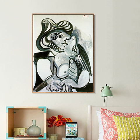 INVIN ART Framed Canvas Giclee Print Art 1969 Le baiser 3 by Pablo Picasso Wall Art Living Room Home Office Decorations