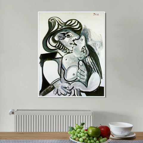 INVIN ART Framed Canvas Giclee Print Art 1969 Le baiser 3 by Pablo Picasso Wall Art Living Room Home Office Decorations