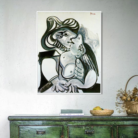INVIN ART Framed Canvas Giclee Print Art 1969 Le baiser 3 by Pablo Picasso Wall Art Living Room Home Office Decorations