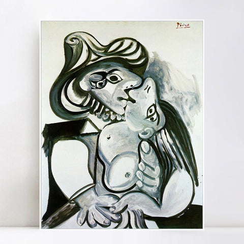 INVIN ART Framed Canvas Giclee Print Art 1969 Le baiser 3 by Pablo Picasso Wall Art Living Room Home Office Decorations