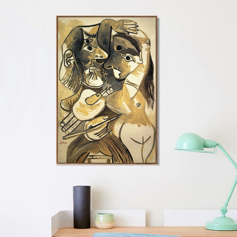 INVIN ART Framed Canvas Giclee Print Art The painter and his model 2 by Pablo Picasso Wall Art Living Room Home Office Decorations