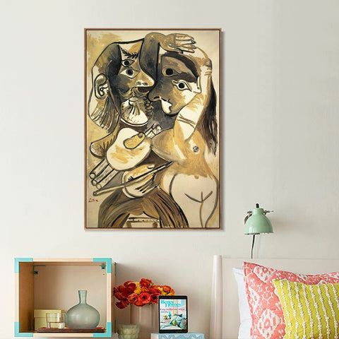 INVIN ART Framed Canvas Giclee Print Art The painter and his model 2 by Pablo Picasso Wall Art Living Room Home Office Decorations