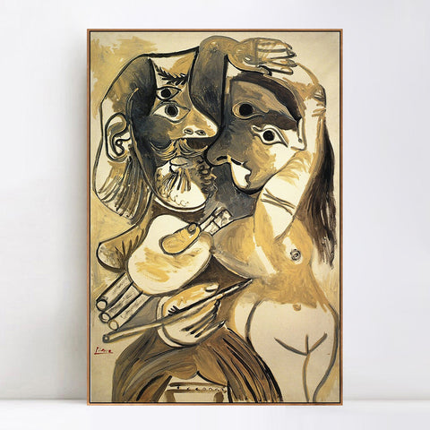 INVIN ART Framed Canvas Giclee Print Art The painter and his model 2 by Pablo Picasso Wall Art Living Room Home Office Decorations