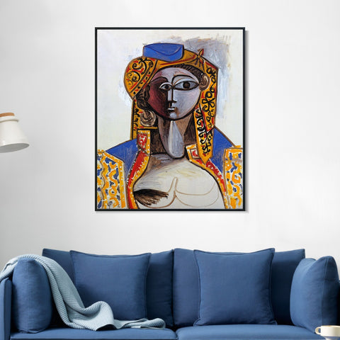 INVIN ART Framed Canvas Giclee Print Art 1955 Jacqueline Roque en costume turc by Pablo Picasso Wall Art Living Room Home Office Decorations