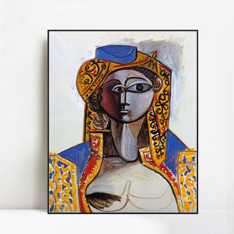 INVIN ART Framed Canvas Giclee Print Art 1955 Jacqueline Roque en costume turc by Pablo Picasso Wall Art Living Room Home Office Decorations