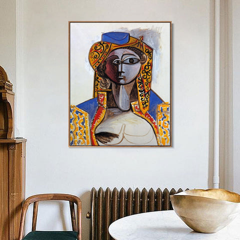 INVIN ART Framed Canvas Giclee Print Art 1955 Jacqueline Roque en costume turc by Pablo Picasso Wall Art Living Room Home Office Decorations