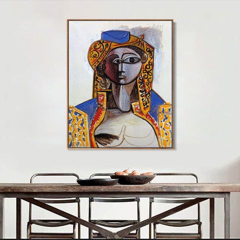 INVIN ART Framed Canvas Giclee Print Art 1955 Jacqueline Roque en costume turc by Pablo Picasso Wall Art Living Room Home Office Decorations