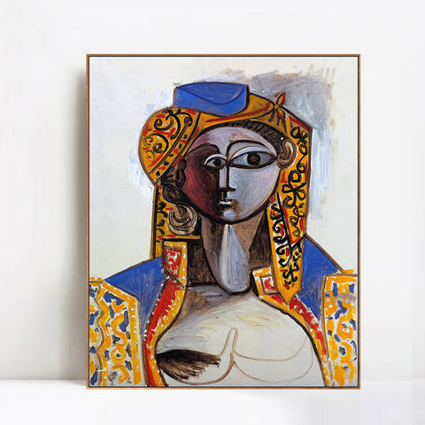 INVIN ART Framed Canvas Giclee Print Art 1955 Jacqueline Roque en costume turc by Pablo Picasso Wall Art Living Room Home Office Decorations