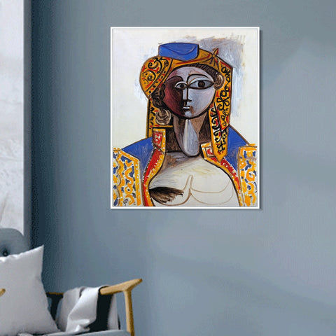 INVIN ART Framed Canvas Giclee Print Art 1955 Jacqueline Roque en costume turc by Pablo Picasso Wall Art Living Room Home Office Decorations