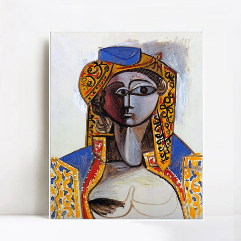 INVIN ART Framed Canvas Giclee Print Art 1955 Jacqueline Roque en costume turc by Pablo Picasso Wall Art Living Room Home Office Decorations