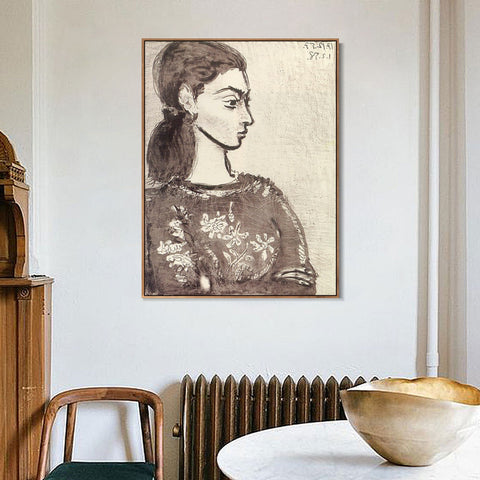 INVIN ART Framed Canvas Giclee Print Art 1958 Femme au corsage _fleurs II by Pablo Picasso Wall Art Living Room Home Office Decorations