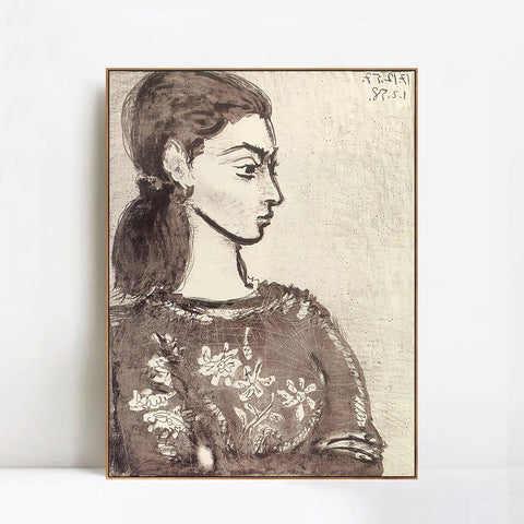INVIN ART Framed Canvas Giclee Print Art 1958 Femme au corsage _fleurs II by Pablo Picasso Wall Art Living Room Home Office Decorations