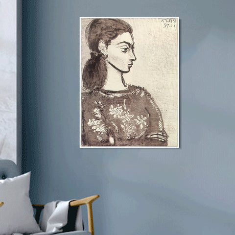 INVIN ART Framed Canvas Giclee Print Art 1958 Femme au corsage _fleurs II by Pablo Picasso Wall Art Living Room Home Office Decorations