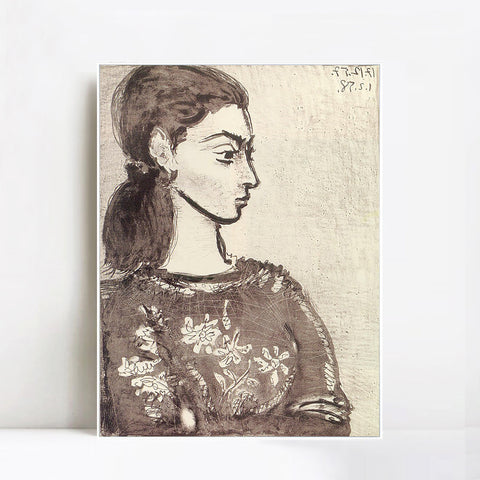 INVIN ART Framed Canvas Giclee Print Art 1958 Femme au corsage _fleurs II by Pablo Picasso Wall Art Living Room Home Office Decorations