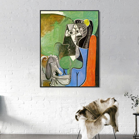 INVIN ART Framed Canvas Giclee Print Art 1962 Jacqueline assise avec Kaboul by Pablo Picasso Wall Art Living Room Home Office Decorations