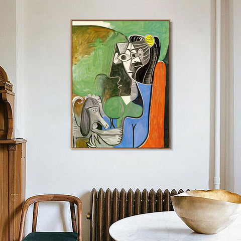 INVIN ART Framed Canvas Giclee Print Art 1962 Jacqueline assise avec Kaboul by Pablo Picasso Wall Art Living Room Home Office Decorations