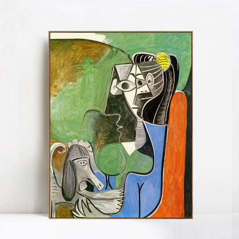 INVIN ART Framed Canvas Giclee Print Art 1962 Jacqueline assise avec Kaboul by Pablo Picasso Wall Art Living Room Home Office Decorations