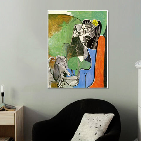 INVIN ART Framed Canvas Giclee Print Art 1962 Jacqueline assise avec Kaboul by Pablo Picasso Wall Art Living Room Home Office Decorations