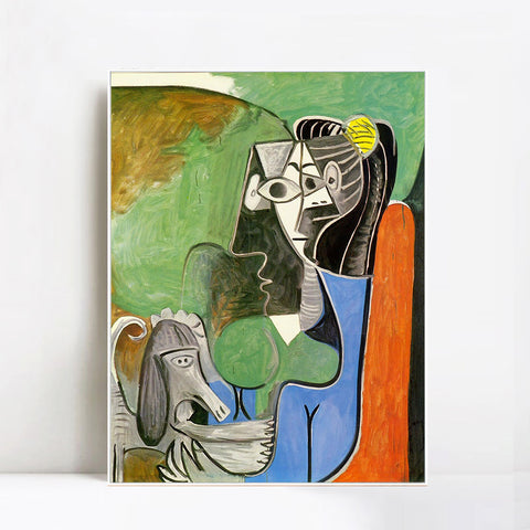 INVIN ART Framed Canvas Giclee Print Art 1962 Jacqueline assise avec Kaboul by Pablo Picasso Wall Art Living Room Home Office Decorations