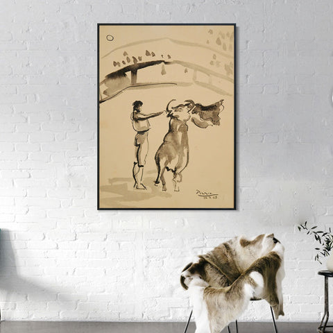 INVIN ART Framed Canvas Giclee Print Art 1959 Le torero by Pablo Picasso Wall Art Living Room Home Office Decorations