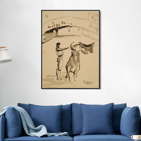 INVIN ART Framed Canvas Giclee Print Art 1959 Le torero by Pablo Picasso Wall Art Living Room Home Office Decorations