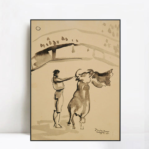 INVIN ART Framed Canvas Giclee Print Art 1959 Le torero by Pablo Picasso Wall Art Living Room Home Office Decorations