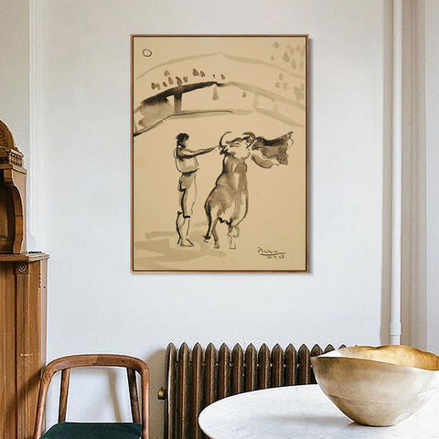 INVIN ART Framed Canvas Giclee Print Art 1959 Le torero by Pablo Picasso Wall Art Living Room Home Office Decorations