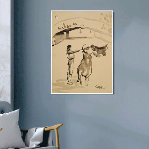 INVIN ART Framed Canvas Giclee Print Art 1959 Le torero by Pablo Picasso Wall Art Living Room Home Office Decorations
