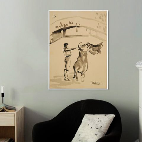 INVIN ART Framed Canvas Giclee Print Art 1959 Le torero by Pablo Picasso Wall Art Living Room Home Office Decorations