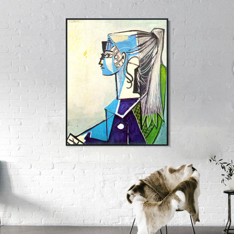 INVIN ART Framed Canvas Giclee Print Art 1954 Portrait de Sylvette David 24 au fauteuil vert by Pablo Picasso Wall Art Living Room Home Office Decorations