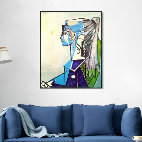INVIN ART Framed Canvas Giclee Print Art 1954 Portrait de Sylvette David 24 au fauteuil vert by Pablo Picasso Wall Art Living Room Home Office Decorations