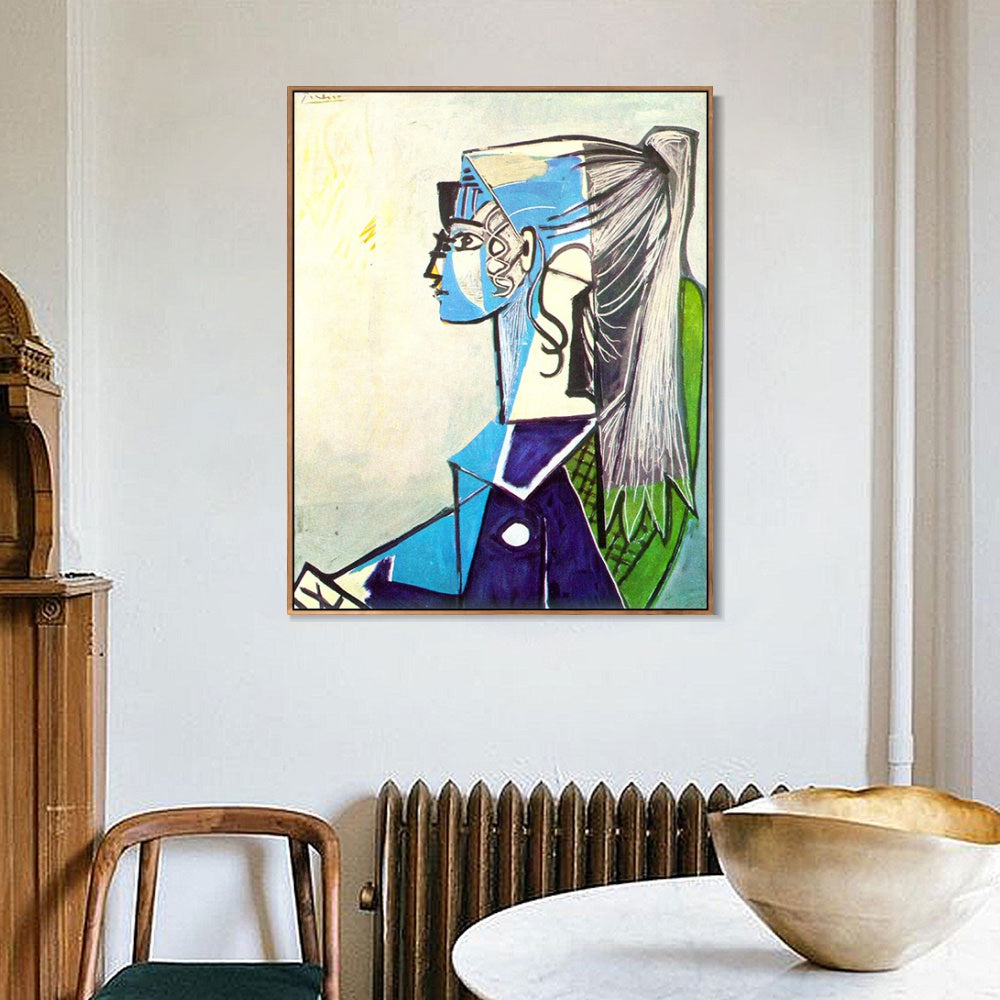 INVIN ART Framed Canvas Giclee Print Art 1954 Portrait de Sylvette David 24 au fauteuil vert by Pablo Picasso