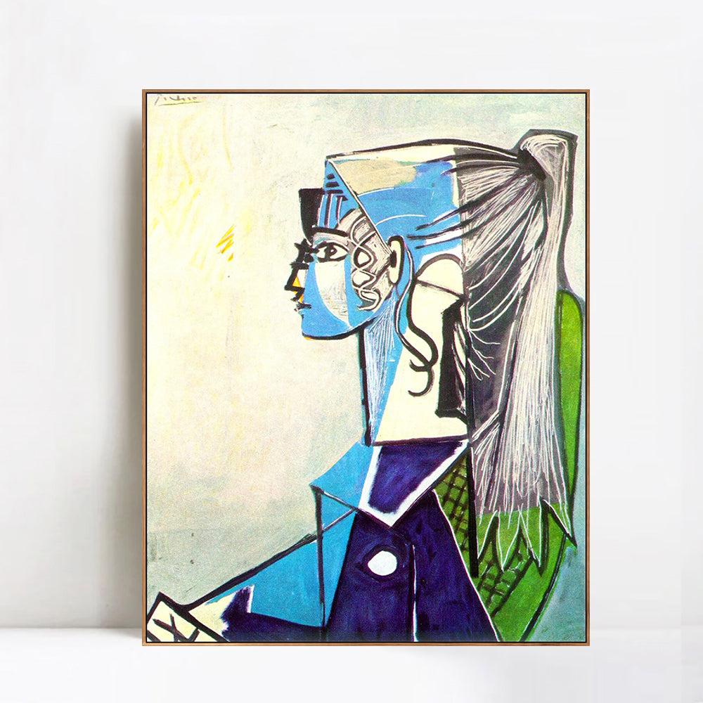 INVIN ART Framed Canvas Giclee Print Art 1954 Portrait de Sylvette David 24 au fauteuil vert by Pablo Picasso
