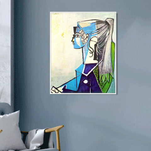 INVIN ART Framed Canvas Giclee Print Art 1954 Portrait de Sylvette David 24 au fauteuil vert by Pablo Picasso Wall Art Living Room Home Office Decorations