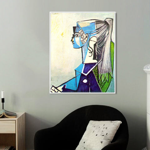 INVIN ART Framed Canvas Giclee Print Art 1954 Portrait de Sylvette David 24 au fauteuil vert by Pablo Picasso Wall Art Living Room Home Office Decorations