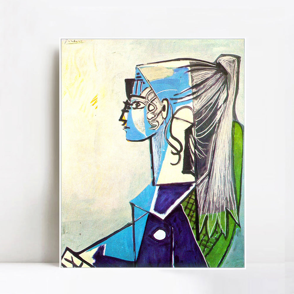 INVIN ART Framed Canvas Giclee Print Art 1954 Portrait de Sylvette David 24 au fauteuil vert by Pablo Picasso