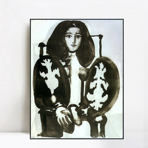INVIN ART Framed Canvas Giclee Print Art 1948 La femme au fauteuil I (IX) by Pablo Picasso Wall Art Living Room Home Office Decorations