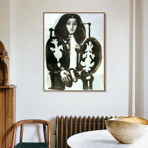 INVIN ART Framed Canvas Giclee Print Art 1948 La femme au fauteuil I (IX) by Pablo Picasso Wall Art Living Room Home Office Decorations
