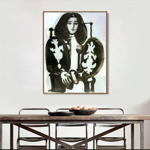 INVIN ART Framed Canvas Giclee Print Art 1948 La femme au fauteuil I (IX) by Pablo Picasso Wall Art Living Room Home Office Decorations