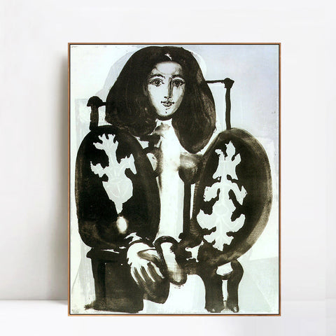 INVIN ART Framed Canvas Giclee Print Art 1948 La femme au fauteuil I (IX) by Pablo Picasso Wall Art Living Room Home Office Decorations