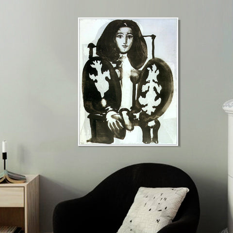 INVIN ART Framed Canvas Giclee Print Art 1948 La femme au fauteuil I (IX) by Pablo Picasso Wall Art Living Room Home Office Decorations