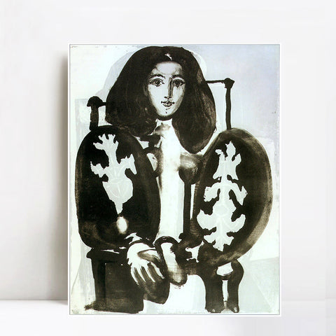 INVIN ART Framed Canvas Giclee Print Art 1948 La femme au fauteuil I (IX) by Pablo Picasso Wall Art Living Room Home Office Decorations