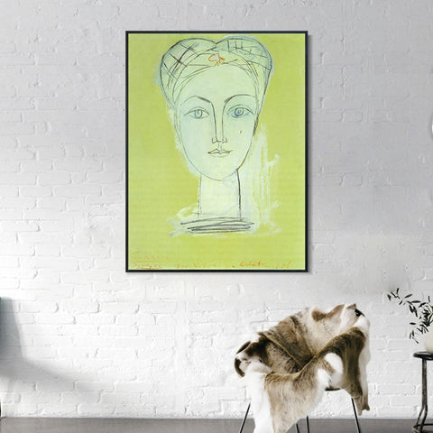 INVIN ART Framed Canvas Giclee Print Art 1946 Portrait de Francoise avec la faucille et le marteau by Pablo Picasso Wall Art Living Room Home Office Decorations