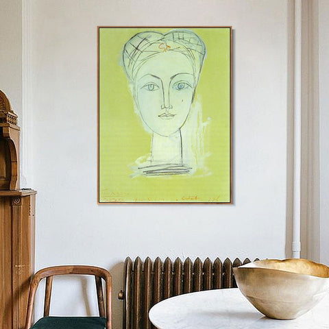 INVIN ART Framed Canvas Giclee Print Art 1946 Portrait de Francoise avec la faucille et le marteau by Pablo Picasso Wall Art Living Room Home Office Decorations