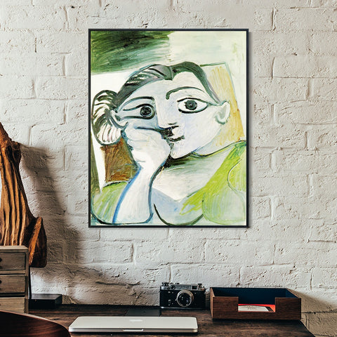 INVIN ART Framed Canvas Giclee Print Art 1962 Buste de femme (Jacqueline) by Pablo Picasso Wall Art Living Room Home Office Decorations