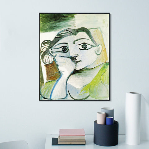 INVIN ART Framed Canvas Giclee Print Art 1962 Buste de femme (Jacqueline) by Pablo Picasso Wall Art Living Room Home Office Decorations