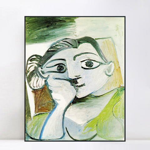 INVIN ART Framed Canvas Giclee Print Art 1962 Buste de femme (Jacqueline) by Pablo Picasso Wall Art Living Room Home Office Decorations