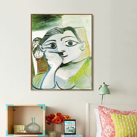 INVIN ART Framed Canvas Giclee Print Art 1962 Buste de femme (Jacqueline) by Pablo Picasso Wall Art Living Room Home Office Decorations