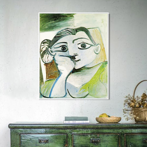 INVIN ART Framed Canvas Giclee Print Art 1962 Buste de femme (Jacqueline) by Pablo Picasso Wall Art Living Room Home Office Decorations